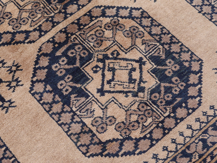 15105 Ersari Rug Afghan vintage 7.6 x 10 ft hand knotted wool