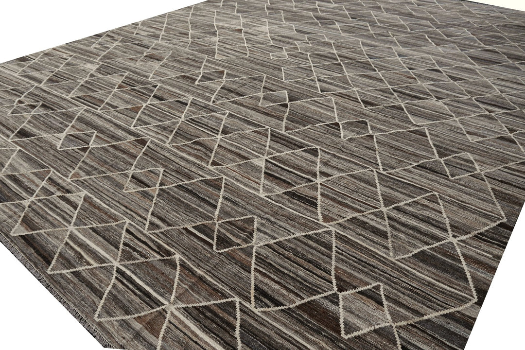 Djoharian Collection Kilim ROXANNE Palatial rug oversize large room size 17 x 12 ft gray brown beige Swedish Scandinavian Style