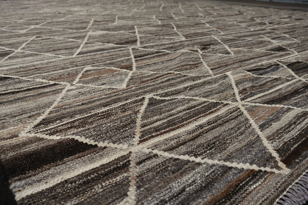 Djoharian Collection Kilim ROXANNE Palatial rug oversize large room size 17 x 12 ft gray brown beige Swedish Scandinavian Style