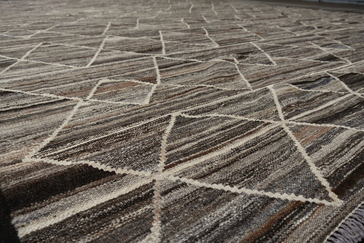 Djoharian Collection Kilim ROXANNE Palatial rug oversize large room size 17 x 12 ft gray brown beige Swedish Scandinavian Style