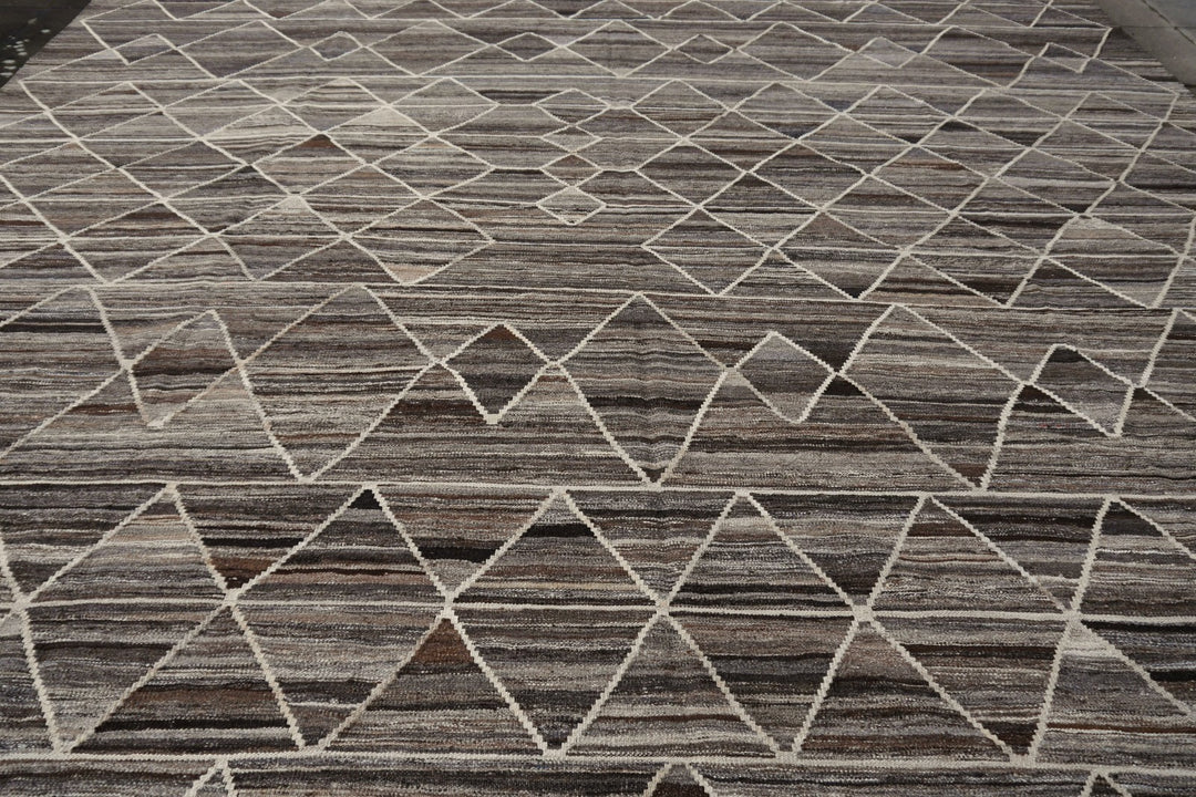 Djoharian Collection Kilim ROXANNE Palatial rug oversize large room size 17 x 12 ft gray brown beige Swedish Scandinavian Style