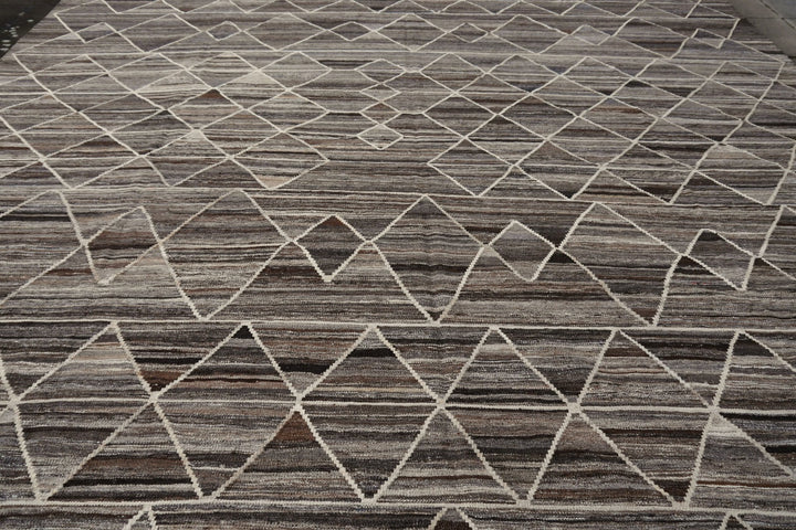Djoharian Collection Kilim ROXANNE Palatial rug oversize large room size 17 x 12 ft gray brown beige Swedish Scandinavian Style