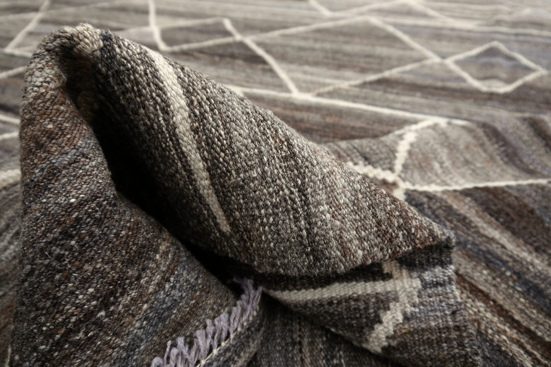 Djoharian Collection Kilim ROXANNE Palatial rug oversize large room size 17 x 12 ft gray brown beige Swedish Scandinavian Style