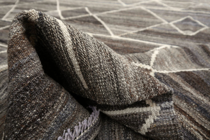 Djoharian Collection Kilim ROXANNE Palatial rug oversize large room size 17 x 12 ft gray brown beige Swedish Scandinavian Style