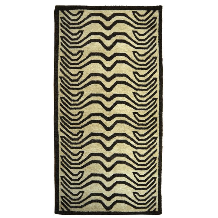 15696 Tibetan Tiger Rug 6 x 3 ft beige brown