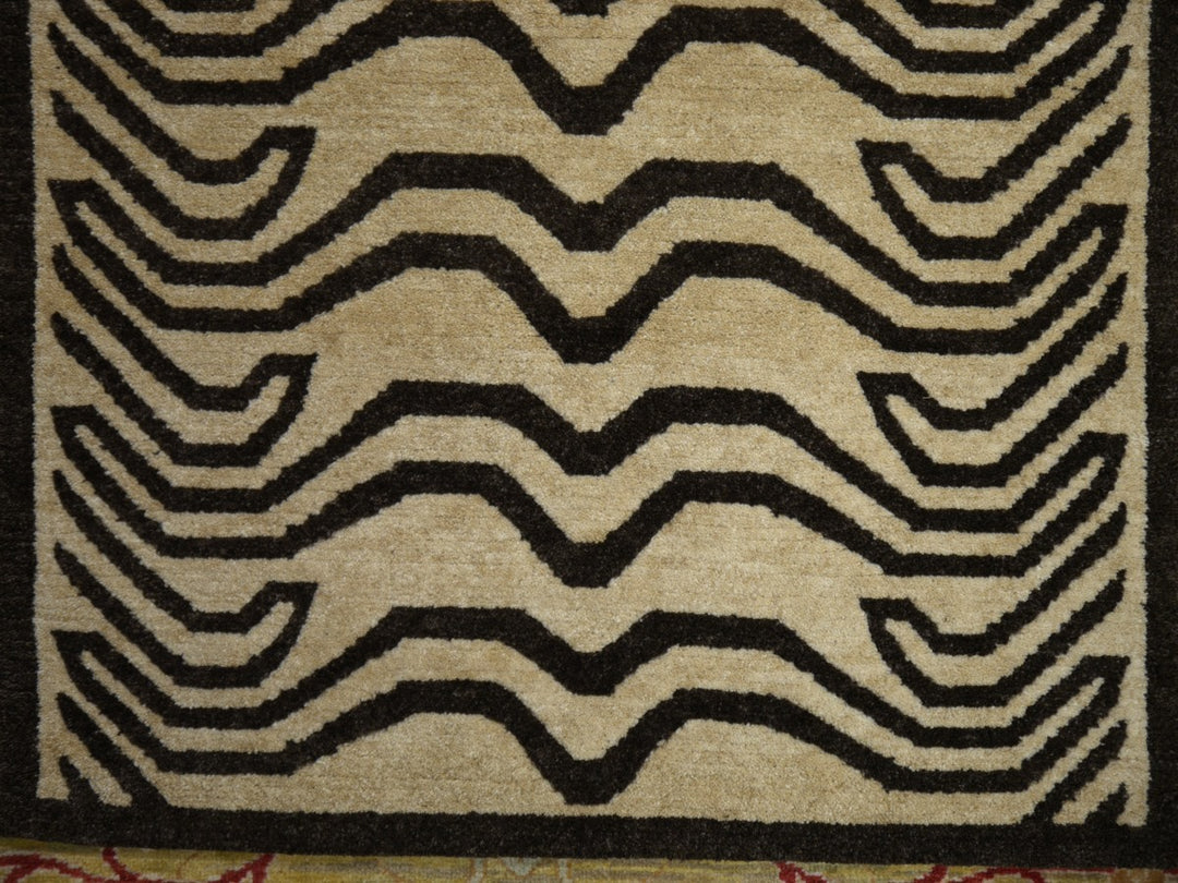 15696 Tibetan Tiger Rug 6 x 3 ft beige brown