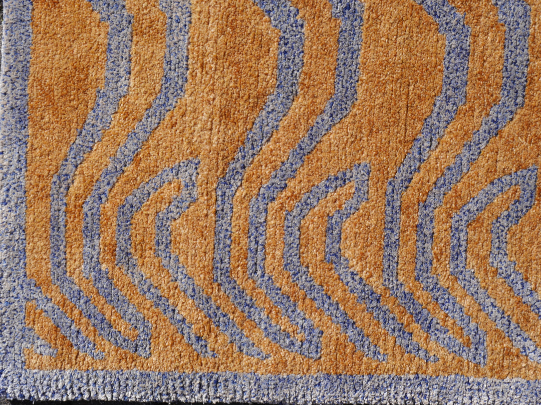 Tibetan Tiger Silk Rug 6.6 × 10 ft (200 × 305 cm) Amber Blue | 16390