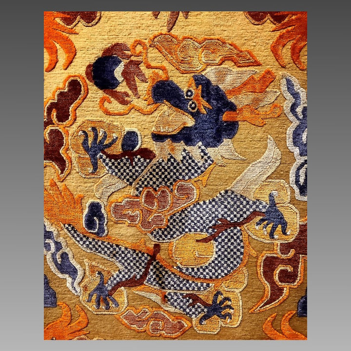 Dragon Rug Imperial Silk China hand-knotted beige orange blue