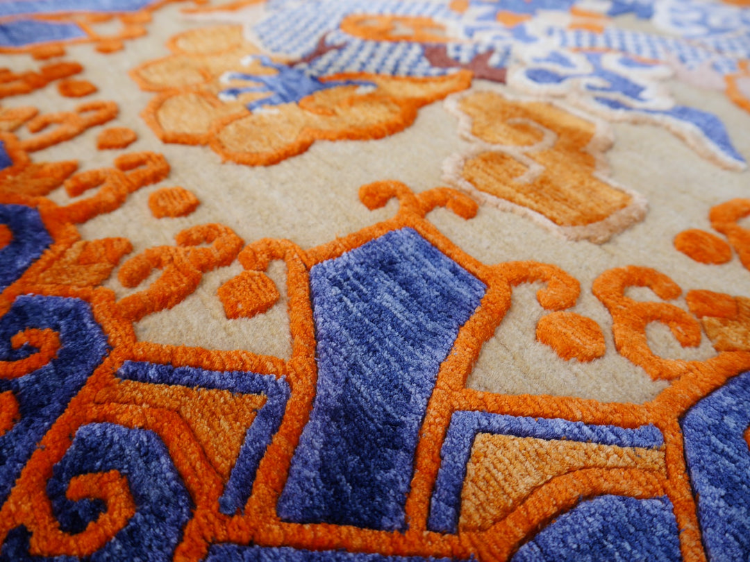 Dragon Rug Imperial Silk China hand-knotted beige orange blue