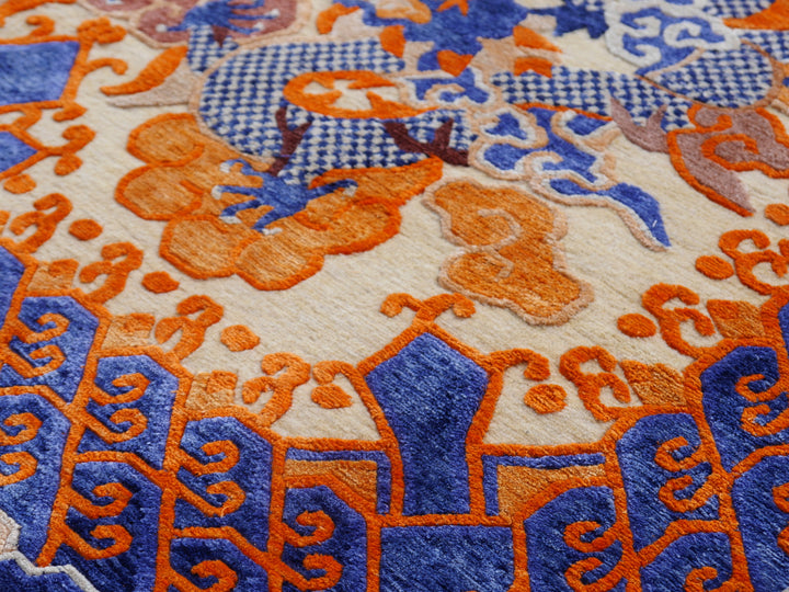 Dragon Rug Imperial Silk China hand-knotted beige orange blue
