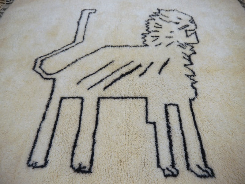 Beni Ourain Mrirt lion rug, overhead view