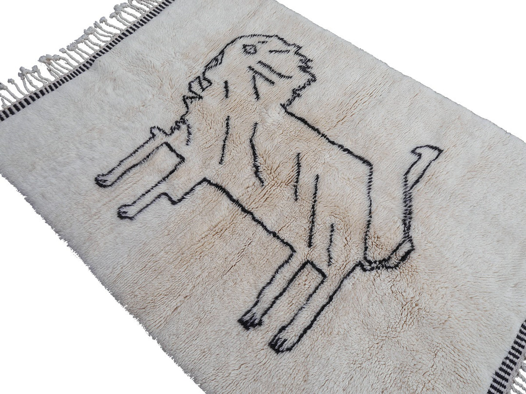 Tapis Beni Ourain Mrirt Lion Crème Anthracite 187 × 122 cm | 15821