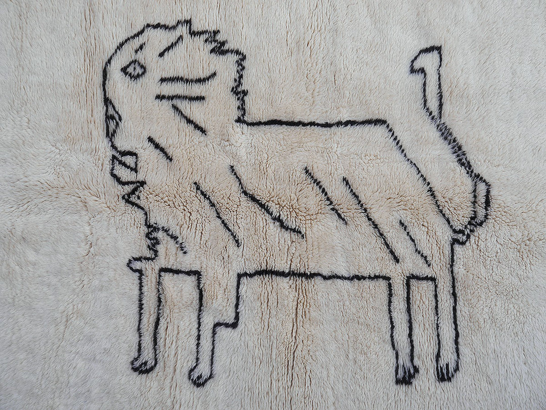 Tapis Beni Ourain Mrirt Lion Crème Anthracite 187 × 122 cm | 15821