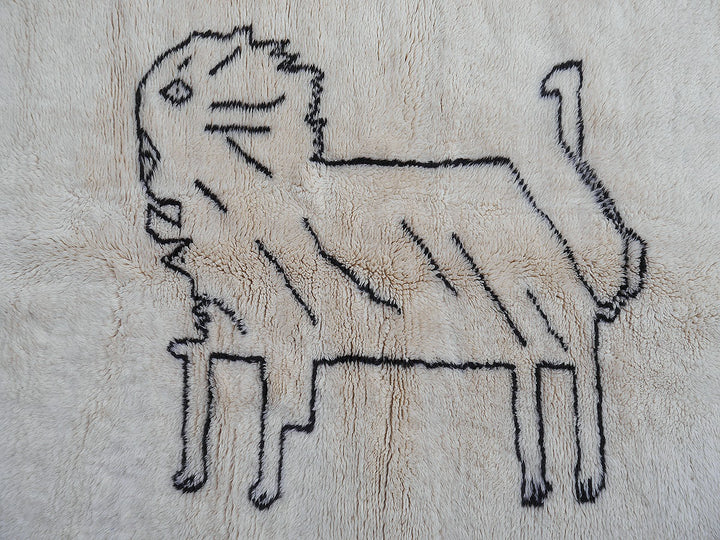 Tapis Beni Ourain Mrirt Lion Crème Anthracite 187 × 122 cm | 15821