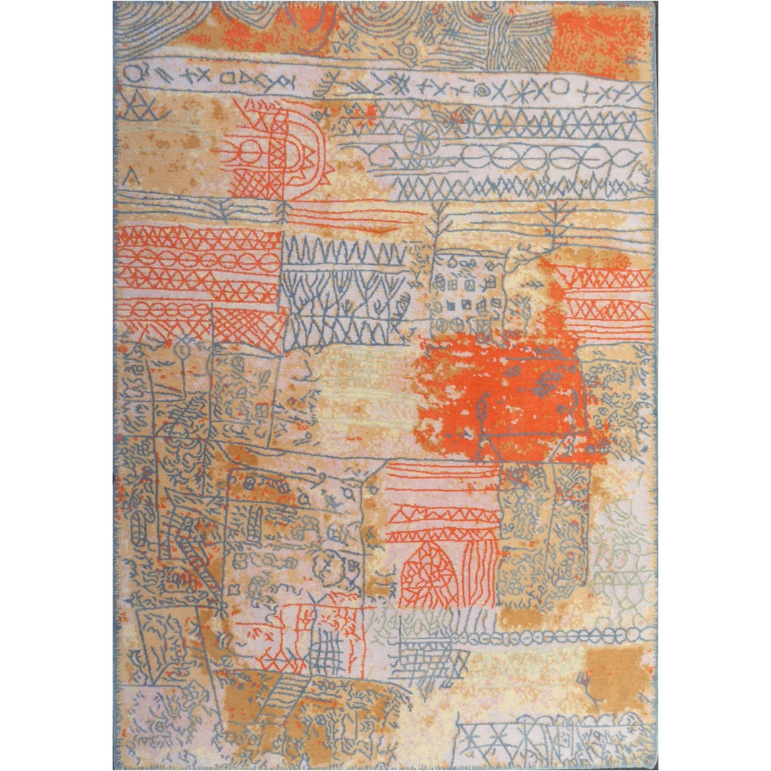 Designer Rug after Paul Klee Florentinische Villenviertel The painting from which the design of this rug originates was named "Florentinische Villenviertel" (translates Florentine Villas Quarter) and it was painted 1926 by Paul Klee (1879-1940) - in the high time of Art Deco. 