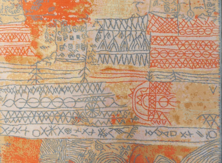 Designer Rug after Paul Klee Florentinische Villenviertel The painting from which the design of this rug originates was named "Florentinische Villenviertel" (translates Florentine Villas Quarter) and it was painted 1926 by Paul Klee (1879-1940) - in the high time of Art Deco. 