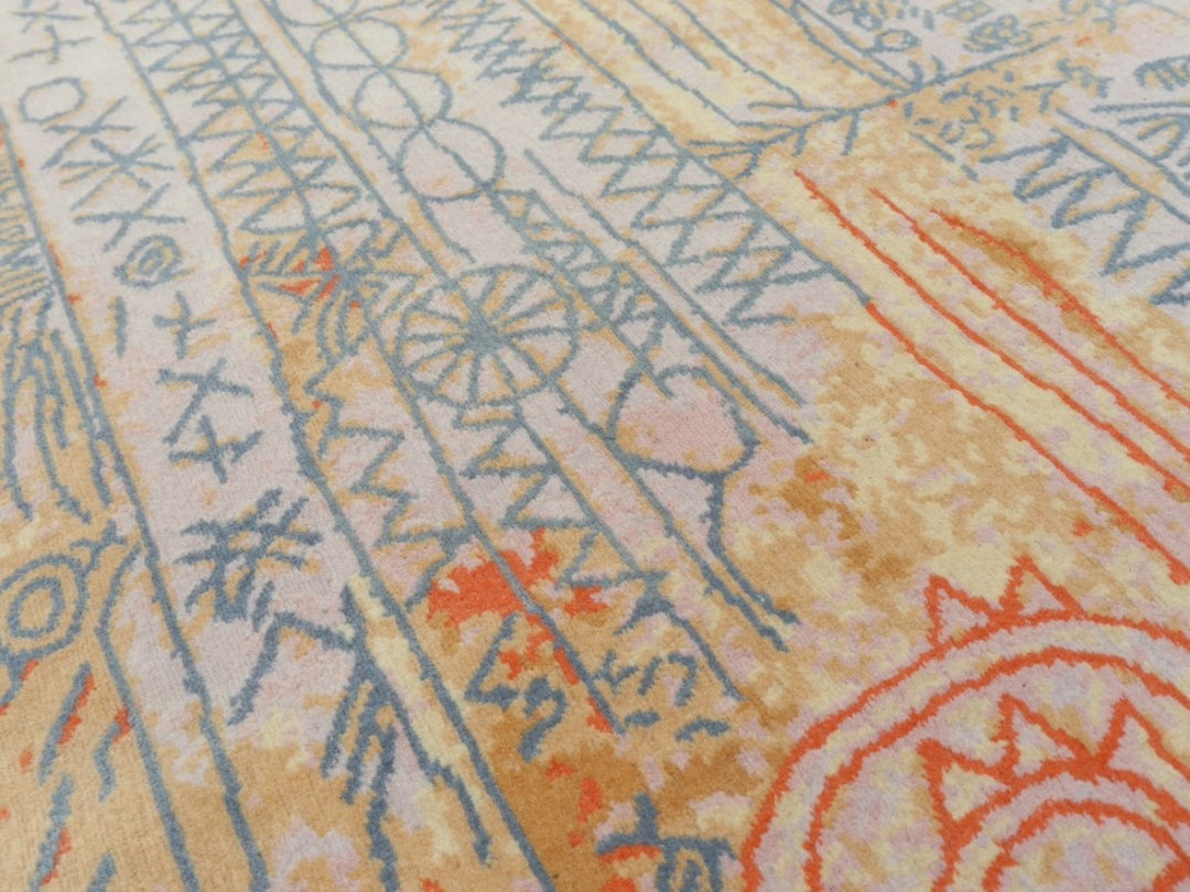 Designer Rug after Paul Klee Florentinische Villenviertel The painting from which the design of this rug originates was named "Florentinische Villenviertel" (translates Florentine Villas Quarter) and it was painted 1926 by Paul Klee (1879-1940) - in the high time of Art Deco. 