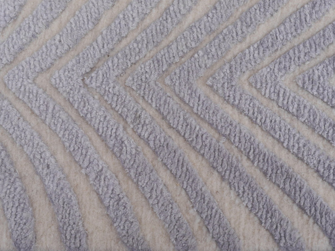 Zebra Art Deco Rug 4 × 6 ft (183 × 122 cm) Ivory Silver Silk | 16062