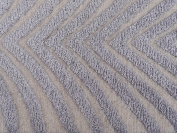 Zebra Art Deco Rug 4 × 6 ft (183 × 122 cm) Ivory Silver Silk | 16062