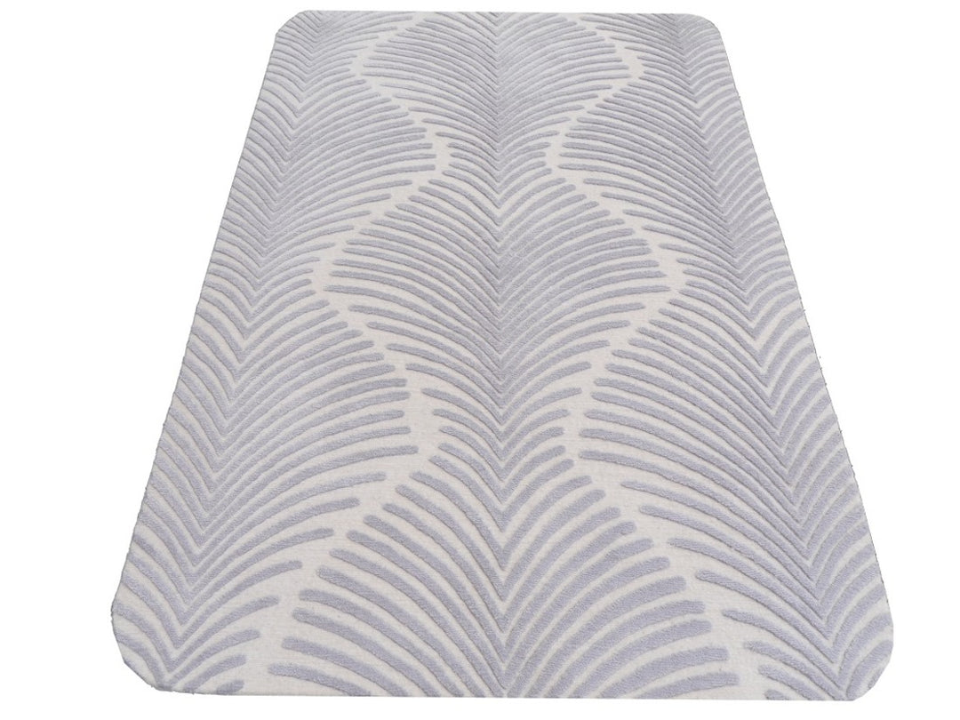 Zebra Art Deco Rug 4 × 6 ft (183 × 122 cm) Ivory Silver Silk | 16062