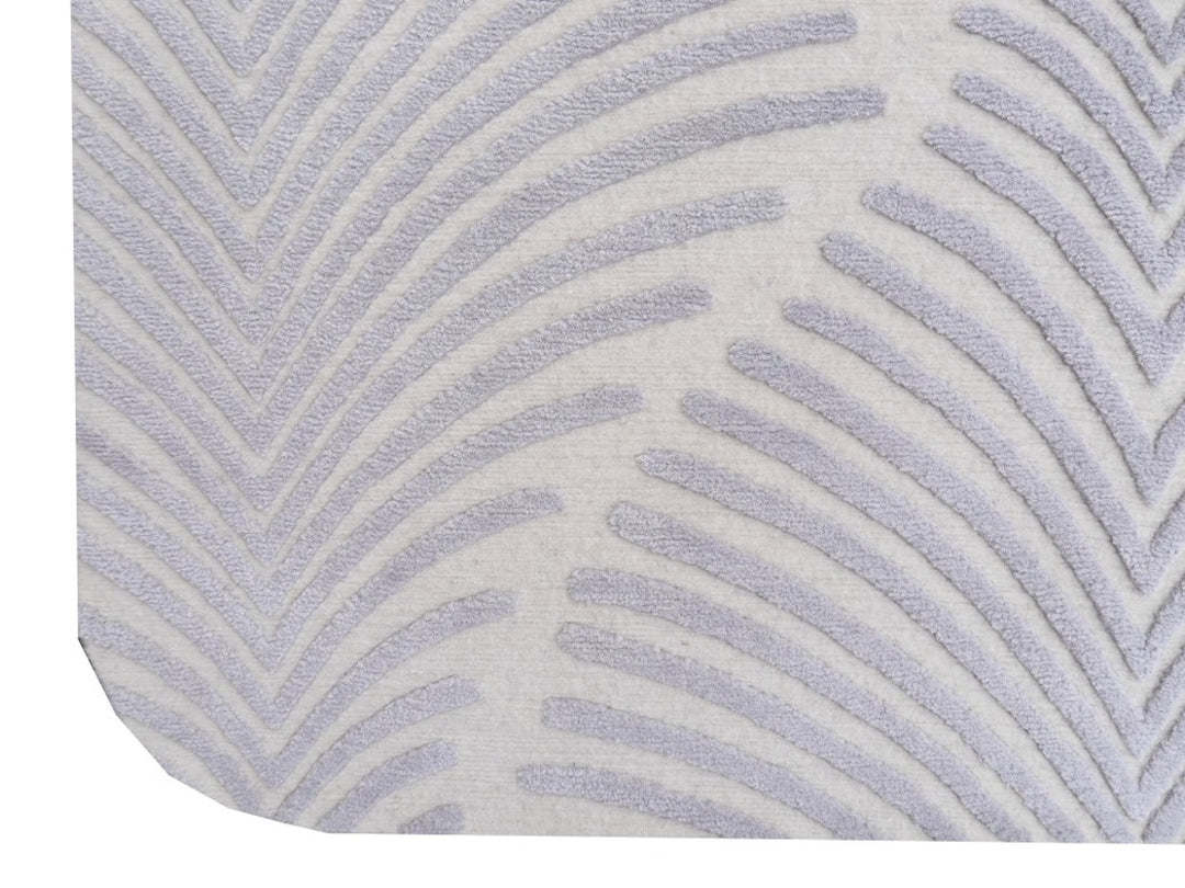 Zebra Art Deco Rug 4 × 6 ft (183 × 122 cm) Ivory Silver Silk | 16062