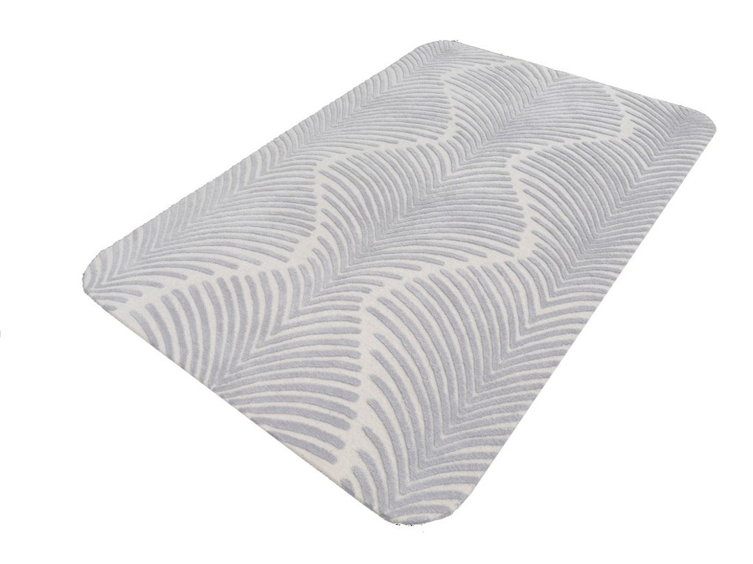 Zebra Art Deco Rug 4 × 6 ft (183 × 122 cm) Ivory Silver Silk | 16062