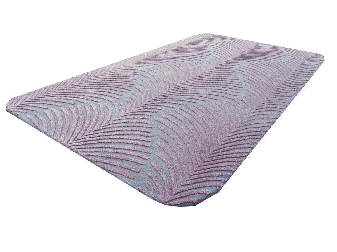 Tappeto Zebra lana e seta grigio e rosa 163 × 93 cm | 16063