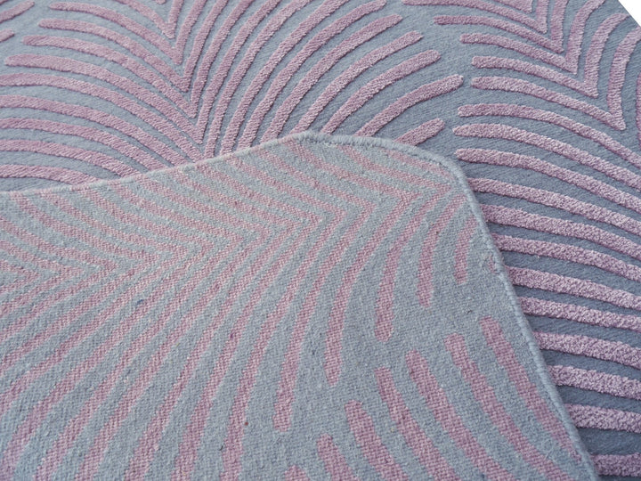 Tappeto Zebra lana e seta grigio e rosa 163 × 93 cm | 16063