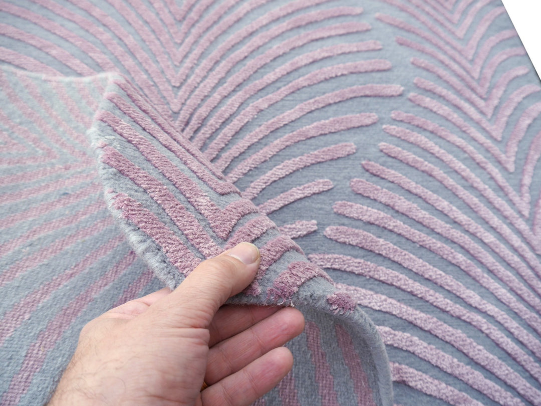 Tappeto Zebra lana e seta grigio e rosa 163 × 93 cm | 16063