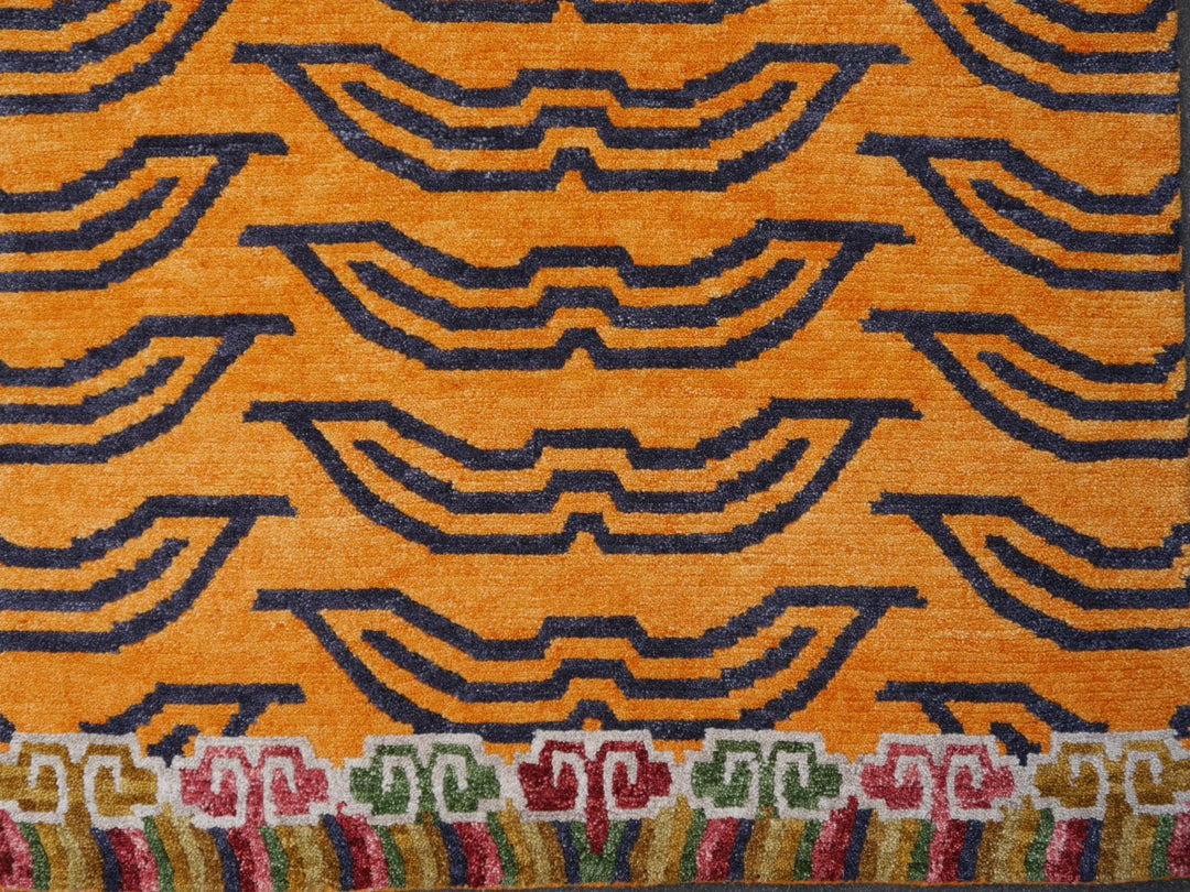 16076 Tibetan Tiger Rug 6 x 3 ft hand knotted - Djoharian Design