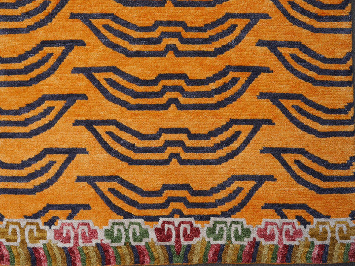 16076 Tibetan Tiger Rug 6 x 3 ft hand knotted - Djoharian Design