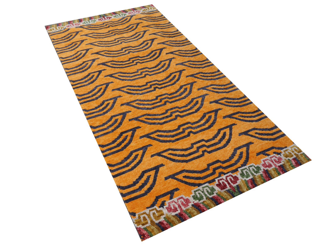 16076 Tibetan Tiger Rug 6 x 3 ft hand knotted - Djoharian Design