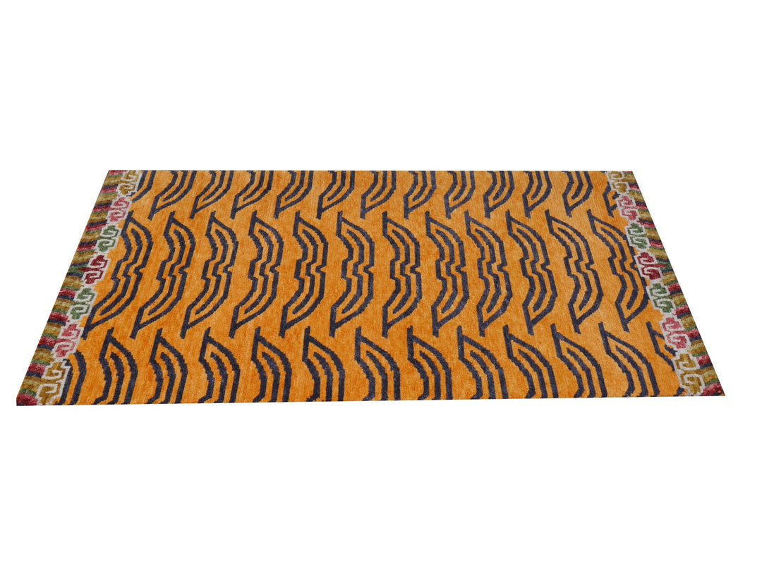 16076 Tibetan Tiger Rug 6 x 3 ft hand knotted - Djoharian Design