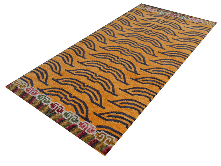16076 Tibetan Tiger Rug 6 x 3 ft hand knotted - Djoharian Design