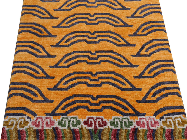 16076 Tibetan Tiger Rug 6 x 3 ft hand knotted - Djoharian Design