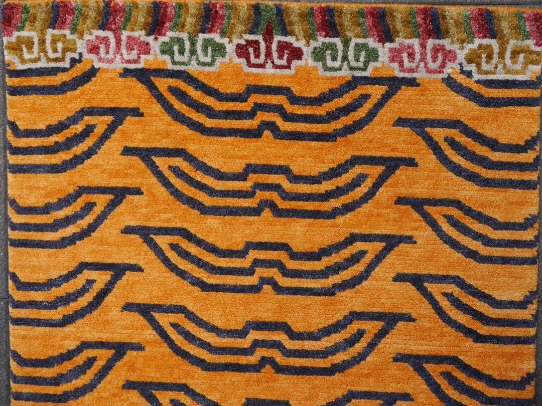 16076 Tibetan Tiger Rug 6 x 3 ft hand knotted - Djoharian Design