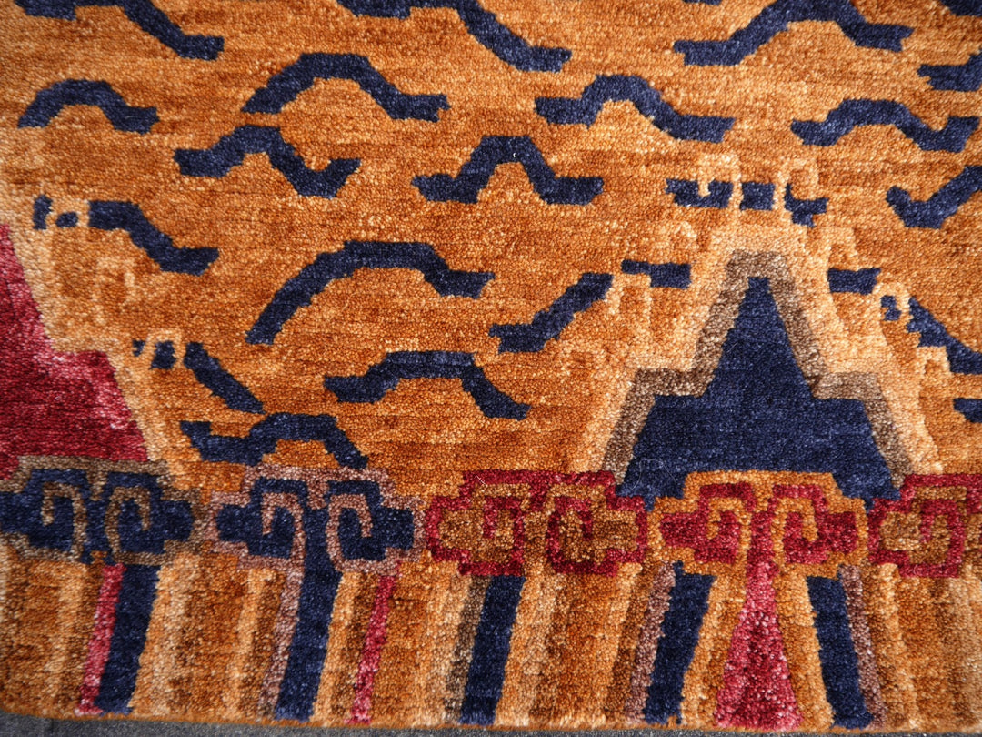 16085 Tibetan Tiger Rug 6 x 3 ft hand knotted - Djoharian Design