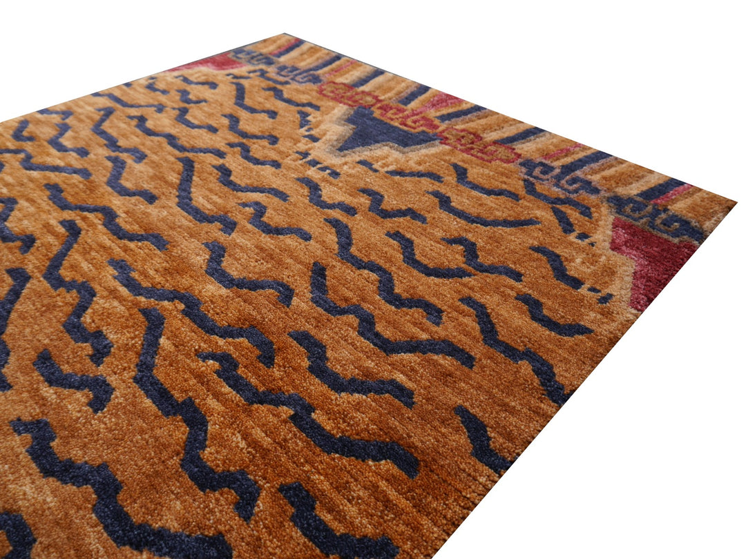 16085 Tibetan Tiger Rug 6 x 3 ft hand knotted - Djoharian Design