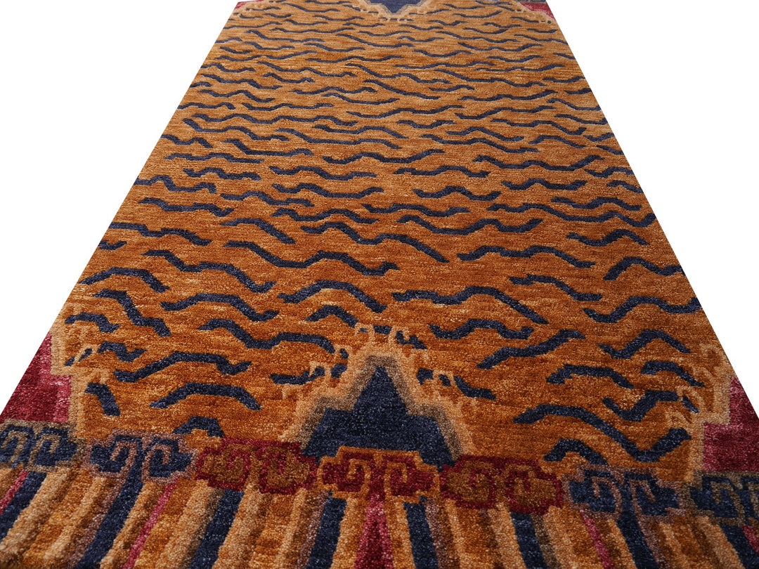 16085 Tibetan Tiger Rug 6 x 3 ft hand knotted - Djoharian Design