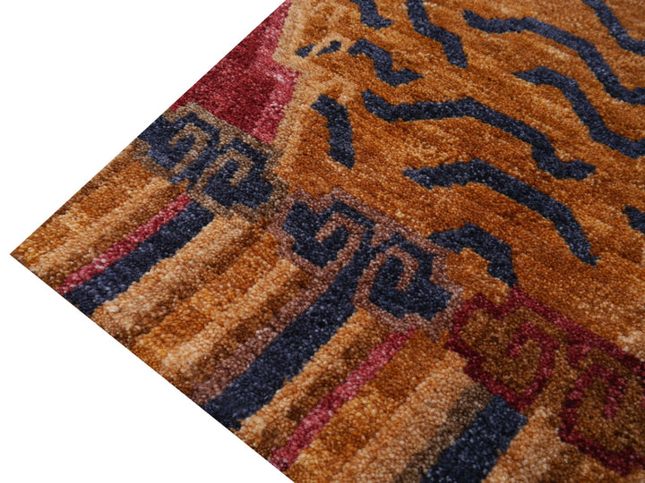 16085 Tibetan Tiger Rug 6 x 3 ft hand knotted - Djoharian Design