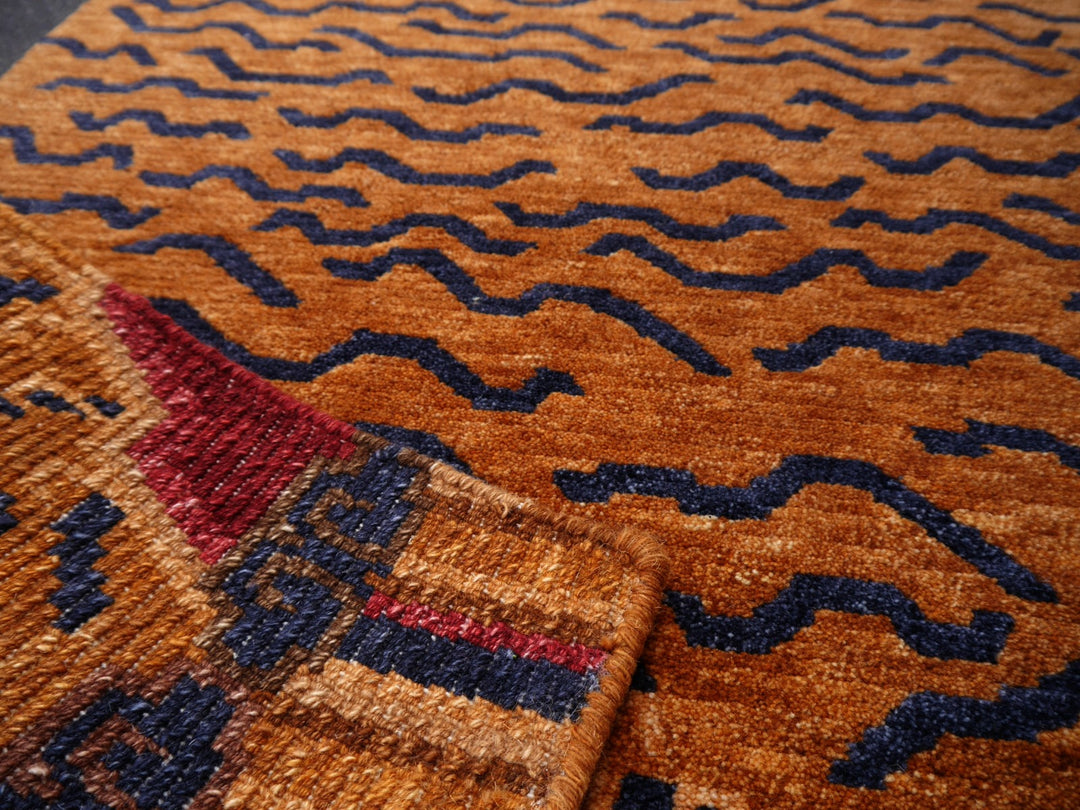 16085 Tibetan Tiger Rug 6 x 3 ft hand knotted - Djoharian Design