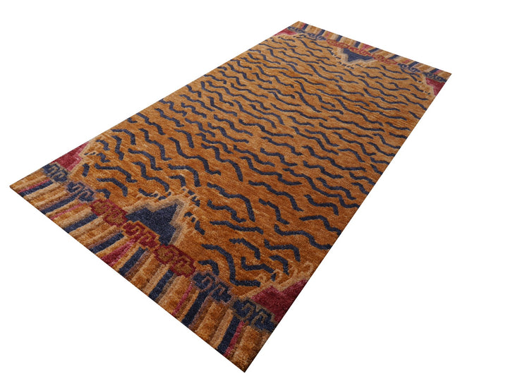 16085 Tibetan Tiger Rug 6 x 3 ft hand knotted - Djoharian Design
