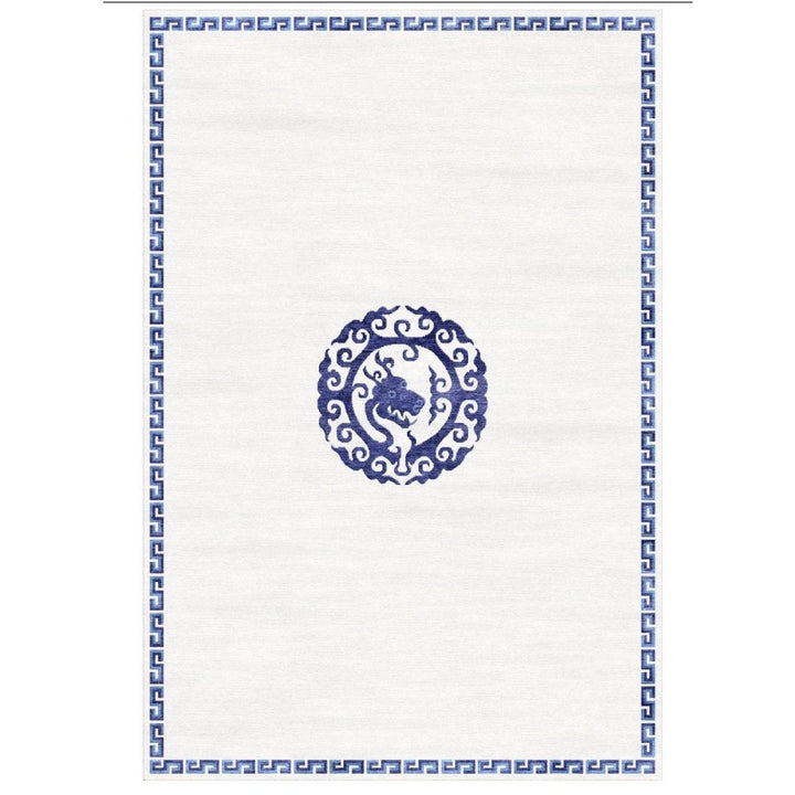 Dragon Rug China Design hand-knotted beige blue