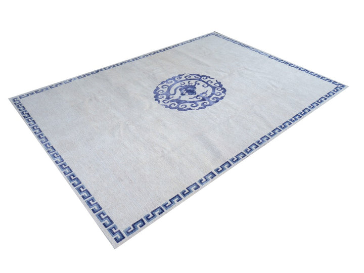 Dragon Rug China Design hand-knotted beige blue