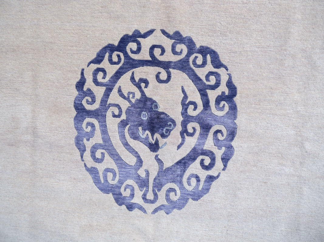 Dragon Rug China Design hand-knotted beige blue