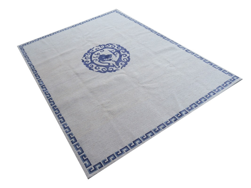 Dragon Rug China Design hand-knotted beige blue