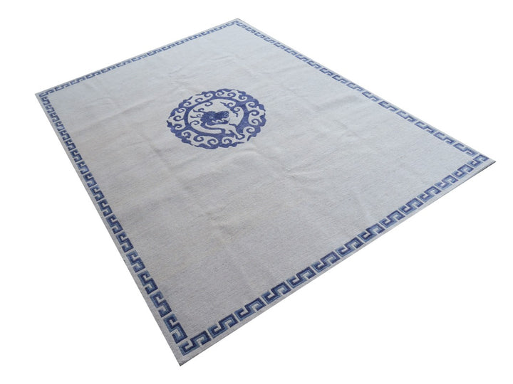 Dragon Rug China Design hand-knotted beige blue