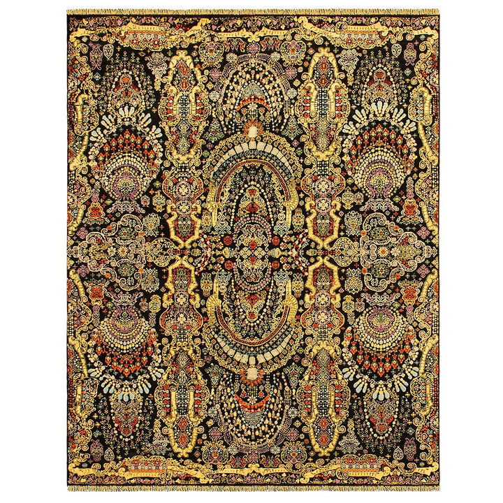 Luxury 9x12 ft designer rug with a sculptural high-low relief cut. Hand-knotted 70% silk & 30% wool. Bespoke sizes up to 30x20 ft and Pantone/RAL colors available for custom orders.
