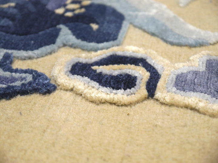 16190 Dragon Rug Imperial Silk China hand-knotted beige blue