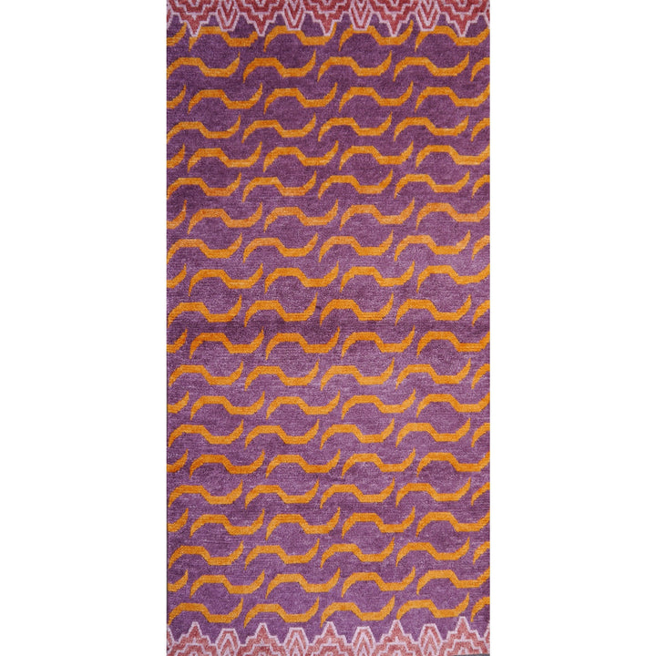 Tibetan Tiger Rug Khaden 3 × 6 ft (180 × 90 cm) Violet Orange | 16202